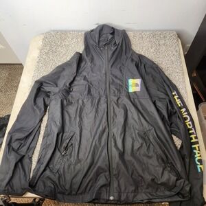North Face Mens Windbreaker Style Jacket Mesh Pockets Logo Rainbow‎ Streetwear